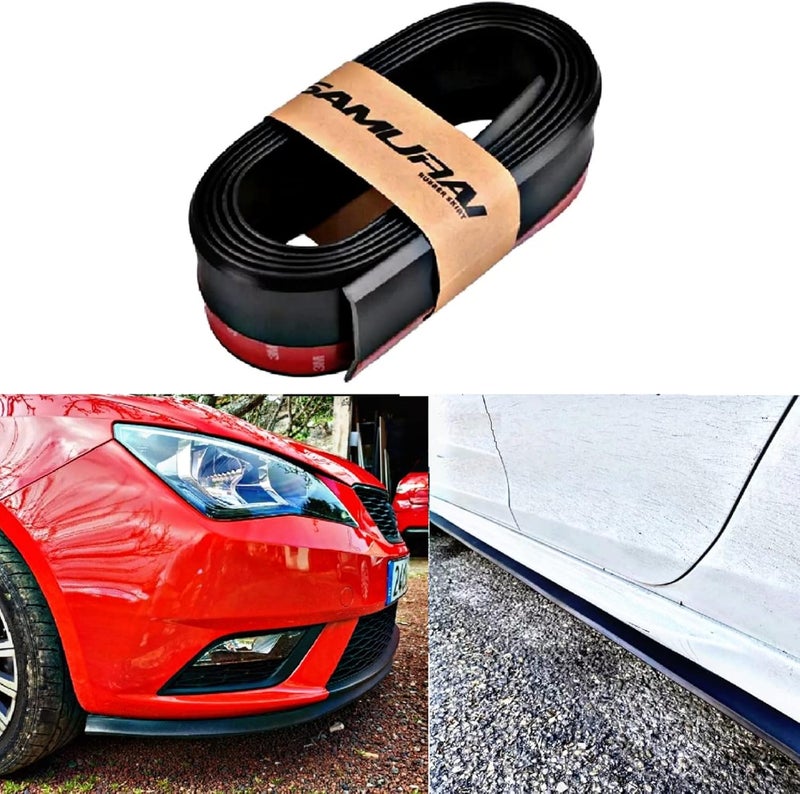 SARTE Car Front Lip Spoiler Exterior Soft Rubber Skirt | Front Bumper Protector Lip | Black Car Body Kit Bumper Lip Side Skirt Rubber Compatible with All Cars Set of 1 (2.5 Meter) - Image 1
