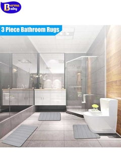 Bathroom Rugs Sets 3 Piece,Memory Foam Bath Mat,Soft Bathroom Rugs,Bathroom Rug Set,Bath Mats for Bathroom Sets,Absorbent Bath Rugs with No Slip PVC Backing Machine Washable,Easy to Dry - Light Grey - pzsku/Z5C60089B323418600923Z/45/_/1722667598/54663cb3-07dc-4433-af2b-357d01194ee2