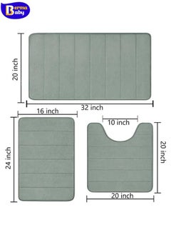 Bathroom Rugs Sets 3 Piece,Memory Foam Bath Mat,Soft Bathroom Rugs,Bathroom Rug Set,Bath Mats for Bathroom Sets,Absorbent Bath Rugs with No Slip PVC Backing Machine Washable,Easy to Dry - Light Grey - pzsku/Z5C60089B323418600923Z/45/_/1722667605/4794694f-b86e-4790-ac7d-aba72c8a331c