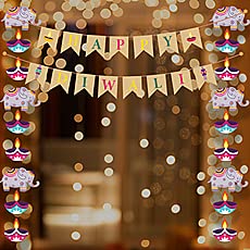 Festiko® Diwali Theme Hanging Decoration (Set of 36), Happy Diwali Hanging Decoration Items - Image 4