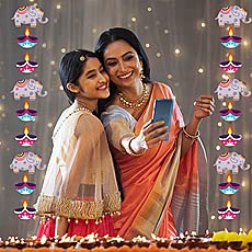 Festiko® Diwali Theme Hanging Decoration (Set of 36), Happy Diwali Hanging Decoration Items - Image 3