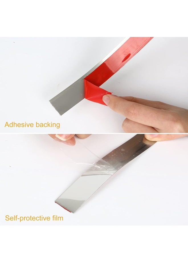 هومستر 5 أجهزة كمبيوتر مرنة شريط ديكور ذاتية اللاصقة شرائط الجدار شرائط المرآة لمراآة الجدار لإطار المرآة والجدار والمواقد والمنزل ديكور DIY ديكور الأثاث 5 سم * 100 سم الفضة - Image 5