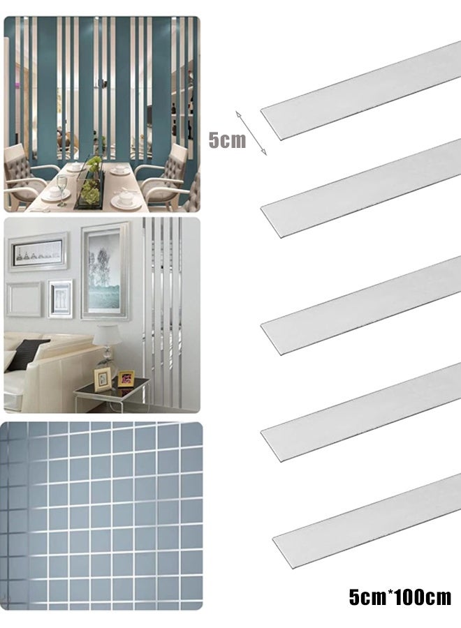 هومستر 5 أجهزة كمبيوتر مرنة شريط ديكور ذاتية اللاصقة شرائط الجدار شرائط المرآة لمراآة الجدار لإطار المرآة والجدار والمواقد والمنزل ديكور DIY ديكور الأثاث 5 سم * 100 سم الفضة - Image 1