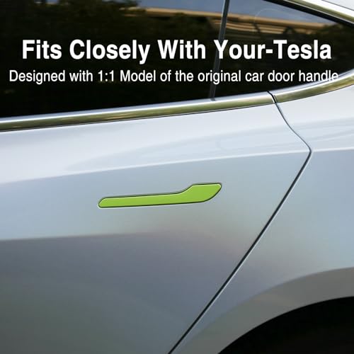 Tesheer for Tesla Door Handle Sticker Anti Scratch for Tesla Car Door Handle Protective Wrap for TSL Model 3Y 4PCS Tesla Accessories Green - Image 3