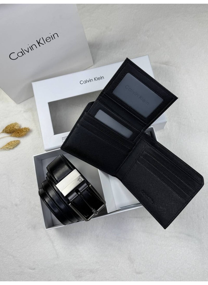CALVIN KLEIN JEANS PLUS Calvin Klein Jeans Men's Leather Belt and Wallet Set - Black  - Image 5