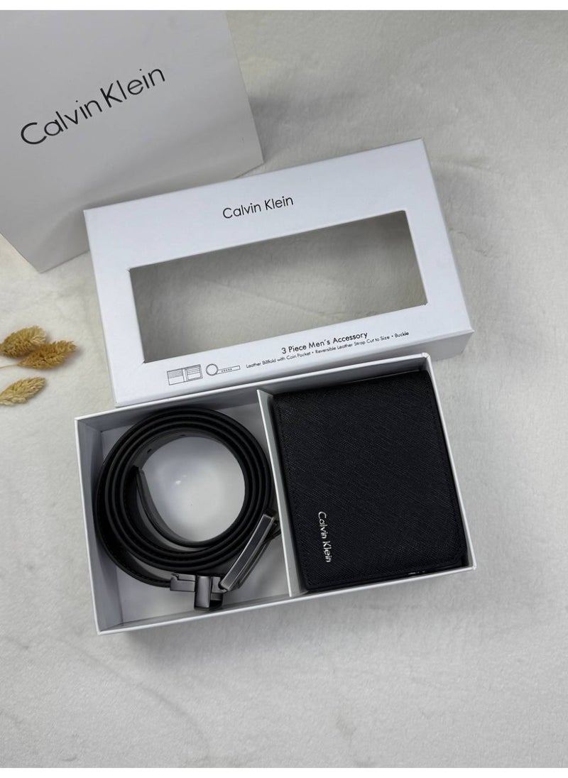 CALVIN KLEIN JEANS PLUS Calvin Klein Jeans Men's Leather Belt and Wallet Set - Black  - Image 1