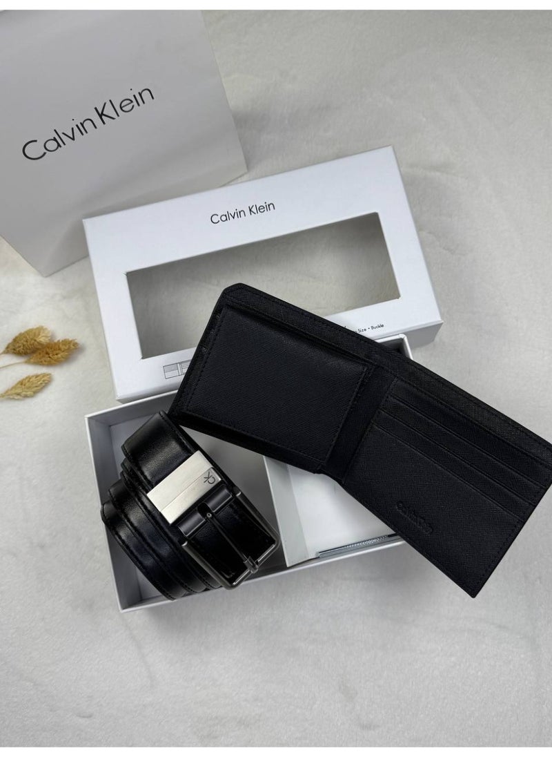 CALVIN KLEIN JEANS PLUS Calvin Klein Jeans Men's Leather Belt and Wallet Set - Black  - Image 4