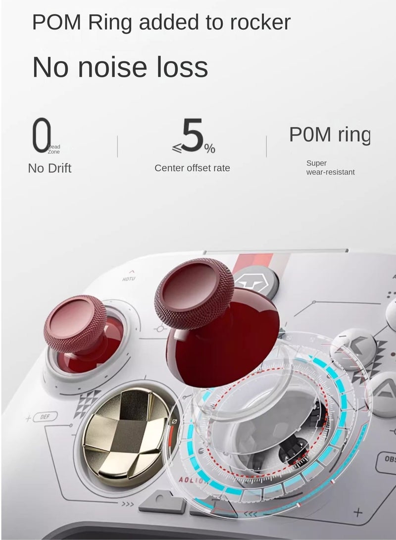 AOLION Wireless Bluetooth Controller, Hall Linear Trigger Gamepad Controller, Compact Portable Gaming Joystick, Comfortable Grip Gamepad With RGB Lightening , (1pc, White, Dual Hall Plus Receiver)  - Image 3