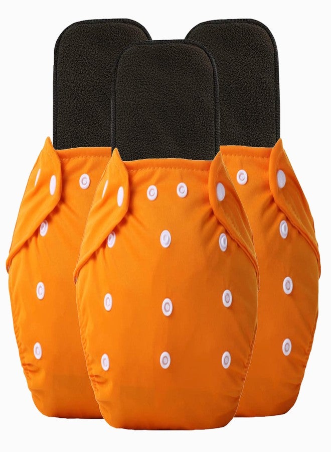 Alya Pocket Button Style Solid Reusable Cloth Diaper All in One Adjustable Washable Diapers Nappies(Without Inserts) for Toddlers/New Borns(0-24 Months,3-16KG) (Pack of 3, Orange) - Image 1