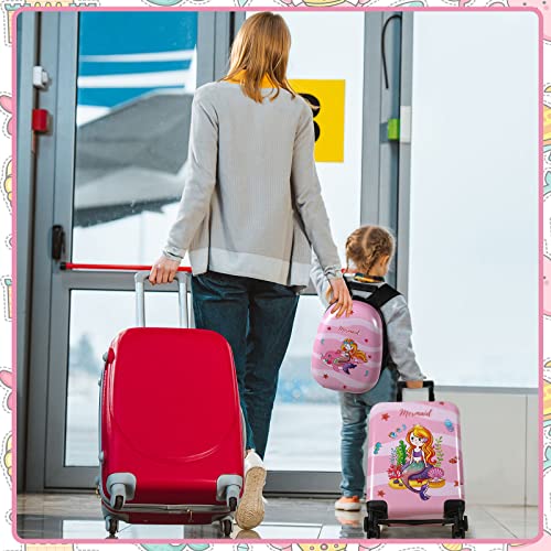 Weewooday Kids Luggage and Backpack 18" Suitcase with Spinner Wheel Hard Case Travel 13" Backpack Girl Suitcase Set for Kids Travel Supplies(Pink,Mermaid Style) - Image 5