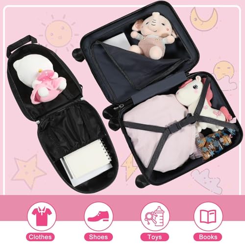 Weewooday Kids Luggage and Backpack 18" Suitcase with Spinner Wheel Hard Case Travel 13" Backpack Girl Suitcase Set for Kids Travel Supplies(Pink,Mermaid Style) - Image 3