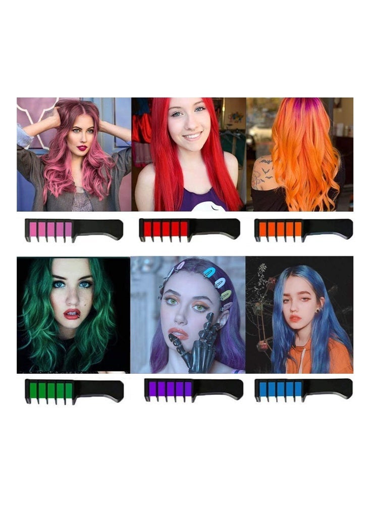 ROSOTENA Hairchalk In-Instant Colour Added Flair,Hair Color Comb 6 Colors（Orange, Green,Pink, Purple, Blue, Red) Change Your Hair Colour in Minutes Temporary Hair Colour to Use on Wet or Dry Hair - Image 4