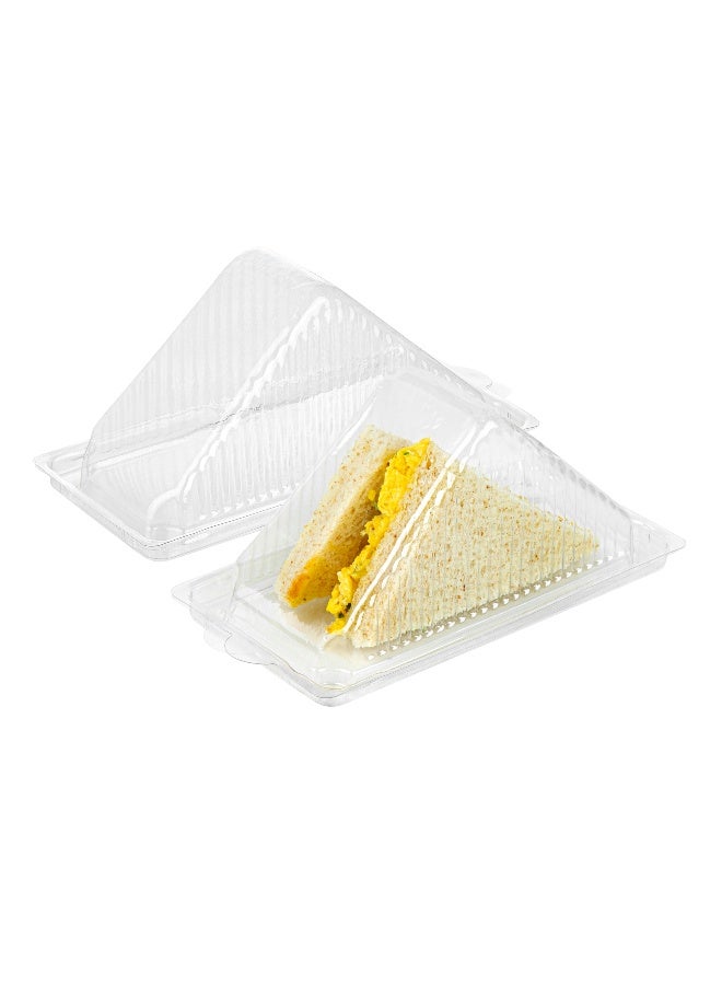 Restaurantware 6.3 x 3.2 x 3 Inch Plastic Sandwich Containers, 100 Disposable Sandwich Wedge Containers - With Lids, For Packaging and Displaying Foods, Clear Plastic Triangle Sandwich Containers,  - Image 2