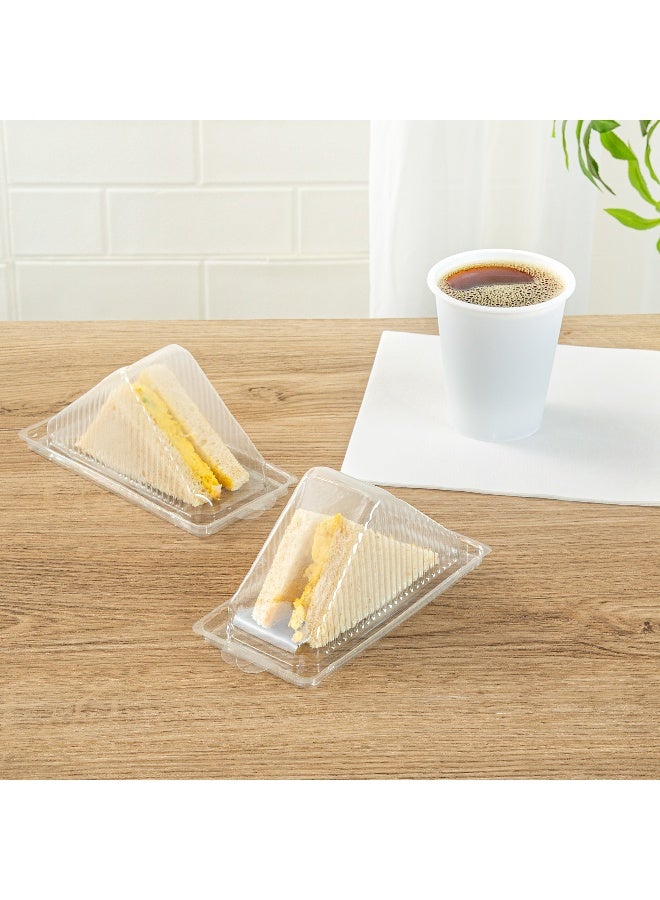 Restaurantware 6.3 x 3.2 x 3 Inch Plastic Sandwich Containers, 100 Disposable Sandwich Wedge Containers - With Lids, For Packaging and Displaying Foods, Clear Plastic Triangle Sandwich Containers,  - Image 3
