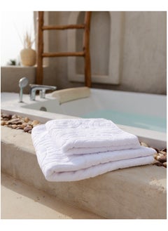 More cottons Sunbeam Jacquard Towel 600 GSM (70x140cm) White 