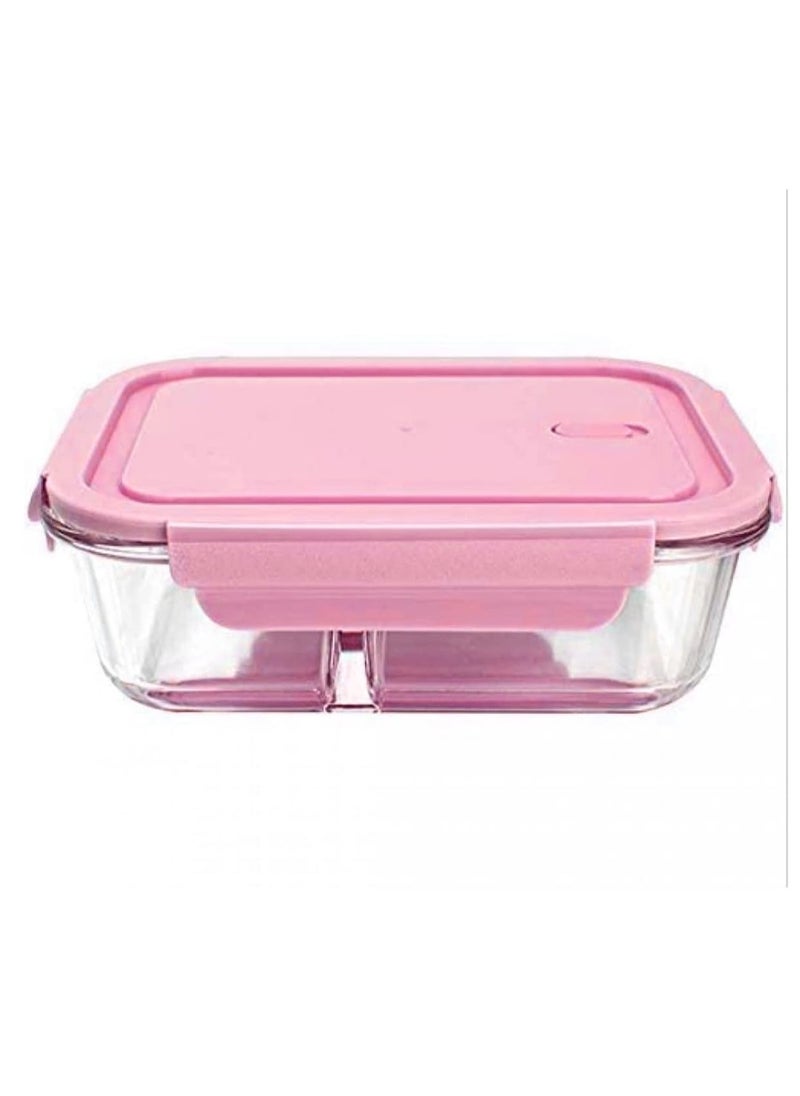 DUNISO Glass Meal Prep Containers，Leak Proof Lunch Box，Food Storage Containers with Lids，with 2 Compartment，for Microwave, Oven, Freezer and Dishwasher, BPA Free，1000ML，Pink  - Image 4