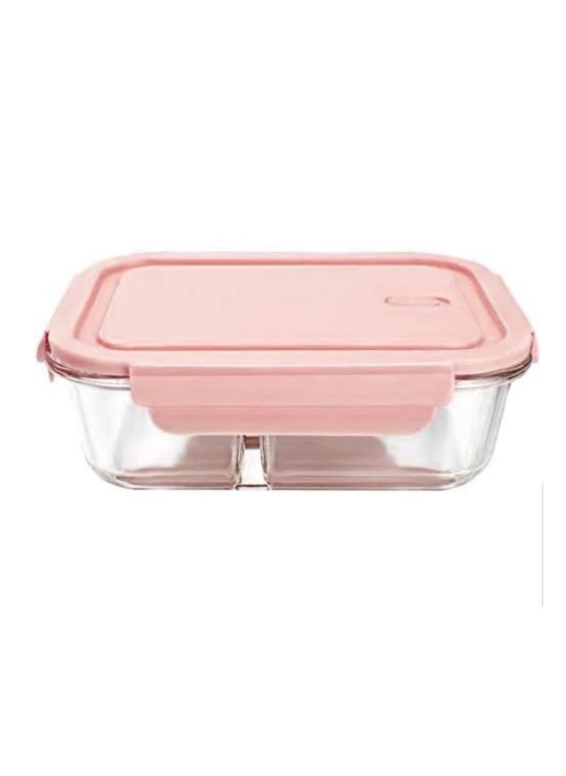DUNISO - Glass Meal Prep Containers，Leak Proof Lunch Box，Food Storage Containers with Lids，with 2 Compartment，for Microwave, Oven, Freezer and Dishwasher, BPA Free，1000ML，Pink - Image 1