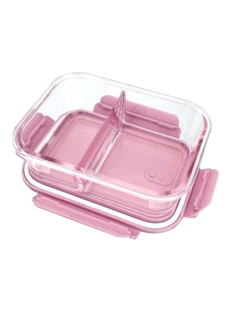 DUNISO Glass Meal Prep Containers，Leak Proof Lunch Box，Food Storage Containers with Lids，with 2 Compartment，for Microwave, Oven, Freezer and Dishwasher, BPA Free，1000ML，Pink  - Image 2