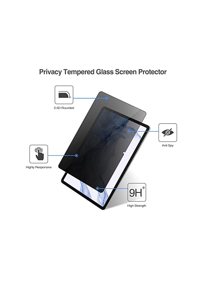 Procases Privacy Screen Protector For 11 Inch Galaxy Tab S8 2022 (X700 / X706) / Galaxy Tab S7 2020 (T870 / T875 / T878), Anti-Spy Tempered Glass Screen Film Guard - Image 3