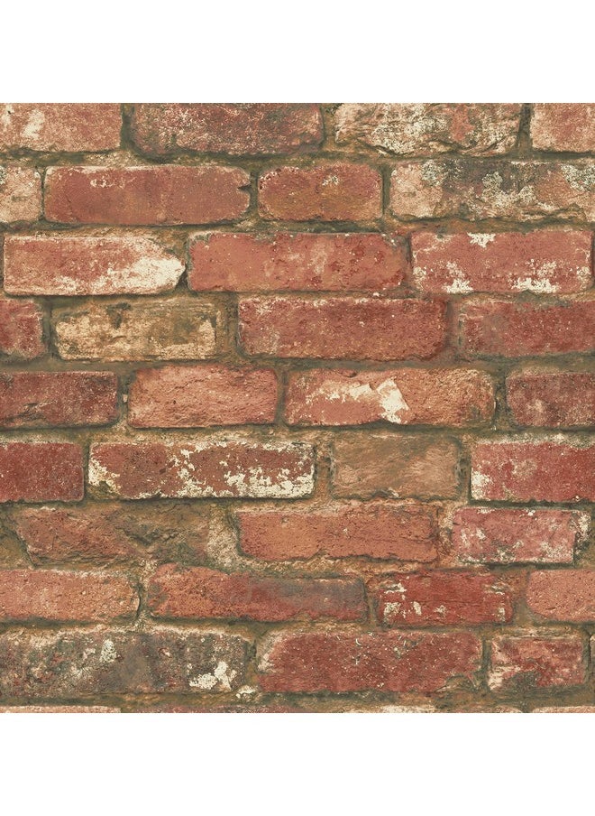 NuWallpaper Nu2214 West End Brick Peel & Stick Wallpaper Red  - Image 1