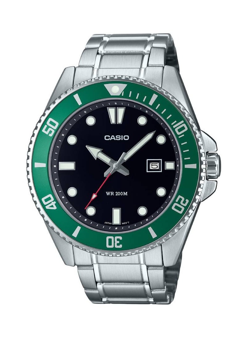 CASIO ساعة انالوج كوارتز بمينا اسود ستانلس ستيل للرجال MDV-107D-3AV - Image 1