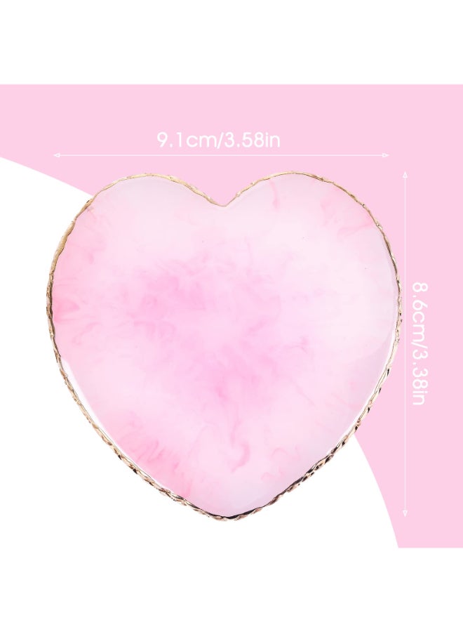 Sibba Resin Nail Art Palette Nail Mixing Palette Polish Color Mixing Plate Golden Edge Nail Holder Display Board Heart Shape Cosmetic Mixing Tools Pink - Image 4