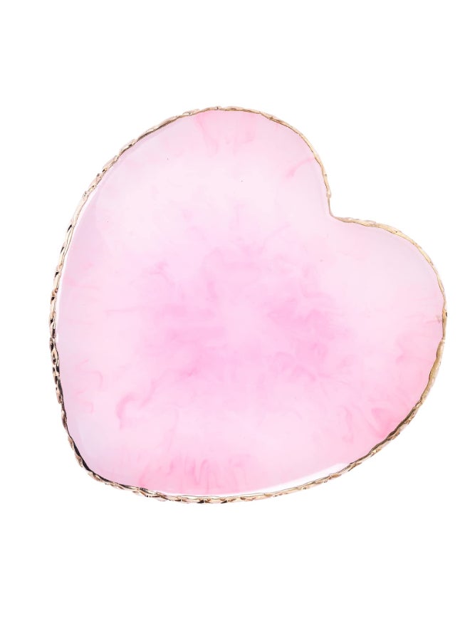 Sibba Resin Nail Art Palette Nail Mixing Palette Polish Color Mixing Plate Golden Edge Nail Holder Display Board Heart Shape Cosmetic Mixing Tools Pink - Image 2