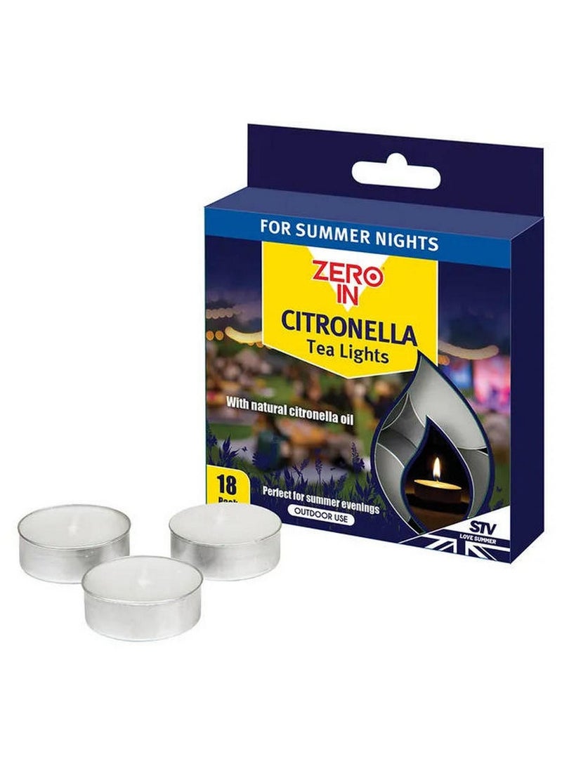 STV Zero In Citronella Tea Lights Pack Of 18