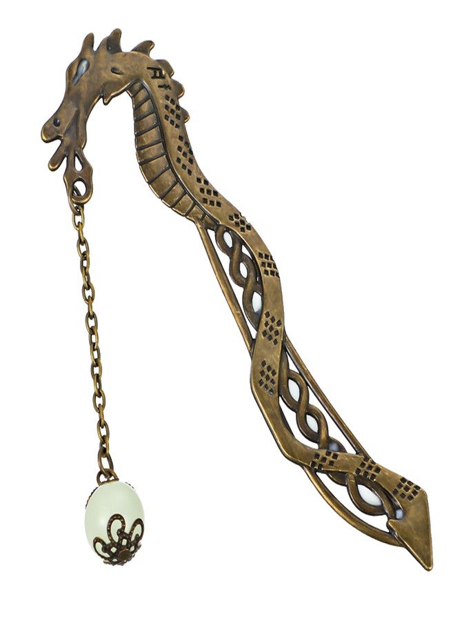 Jeffdad Dragon Bookmark, Fantasy Bookmark Gifts Glow in The Dark, Metal Bookmarks for Book Lovers, Cool Bookmarks Gifts for Women Men(Bronze Dragon and Ball) - Image 1