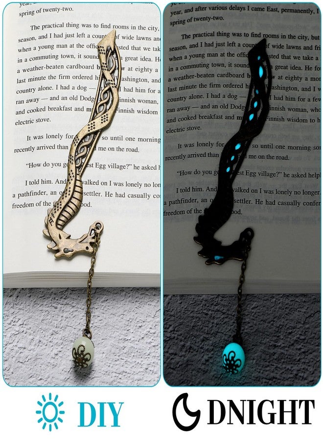 Jeffdad Dragon Bookmark, Fantasy Bookmark Gifts Glow in The Dark, Metal Bookmarks for Book Lovers, Cool Bookmarks Gifts for Women Men(Bronze Dragon and Ball) - Image 2