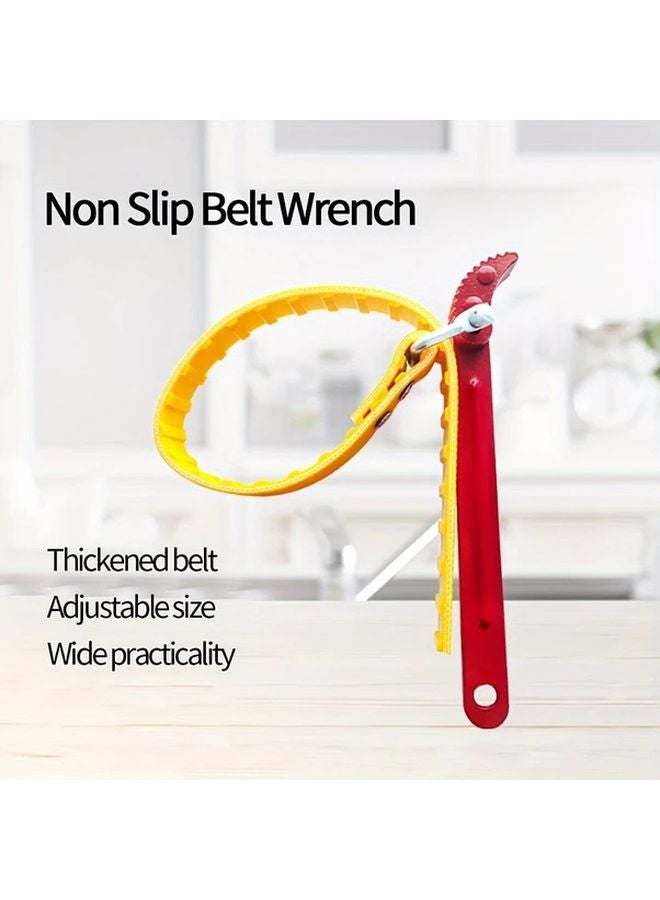 مفتاح سير 8 بوصات غير قابل للانزلاق، قابل للتعديل، مصنوع من الفولاك السميك بمقبض أحمر لفلتر الزيت وأعمال السباكة - Image 2