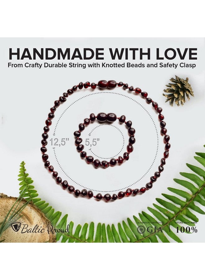 Baltic Proud Amber Necklace And Bracelet Gift Set (Unisex Cherry) - Certified Premium Quality Raw Baltic Amber - Image 3