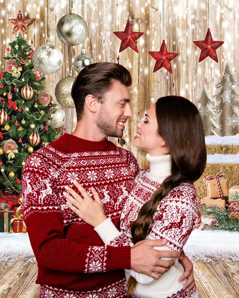 CHAIYA 5X7FT Christmas Backdrop Wood Floor Backdrop Winter Snow Xmas Tree Gift Christmas Family Party Background New Year Party Decoration Banner - Image 3