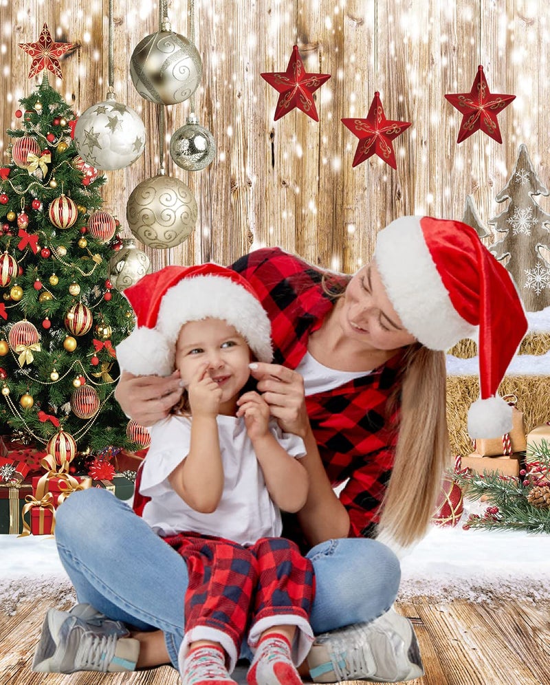 CHAIYA 5X7FT Christmas Backdrop Wood Floor Backdrop Winter Snow Xmas Tree Gift Christmas Family Party Background New Year Party Decoration Banner - Image 4