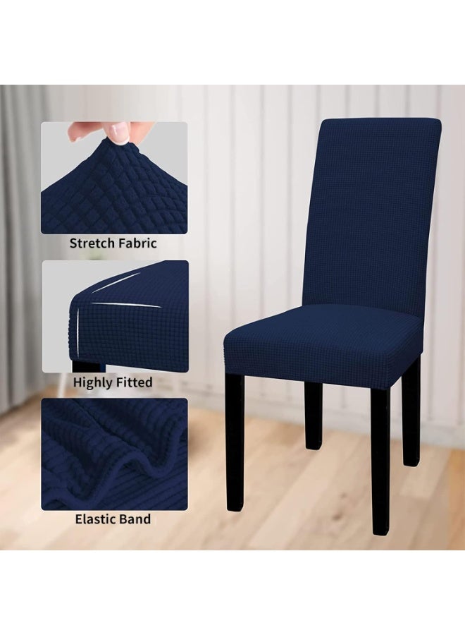 Beauenty Dining Chair Slipcovers, Waterproof Dining Room Chair Cover Set of 2, Stretch Jacquard Chair Slipcover Removable Washable Chair Protector for Home, Restaurant, Banquet -(Navy Blue) - Image 2