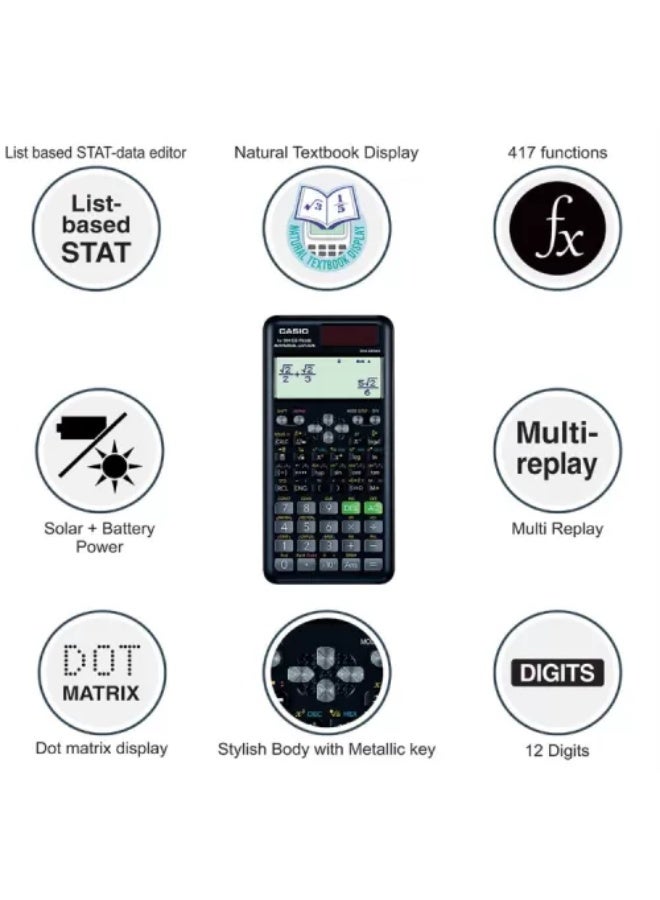 Casio FX-991ESPLUS-2WDTV Digital Scientific Calculator, Black - Image 2