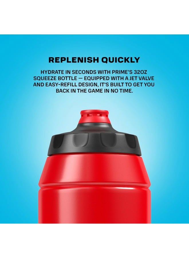 Prime Hydration PRIME 32 oz Red Squeeze Sports Water Bottle, BPA Free, Dishwasher Safe, Easy-Grip Ergonomic Leakproof Design, Fast Hydration for Gym, Cycling, Running - Image 4