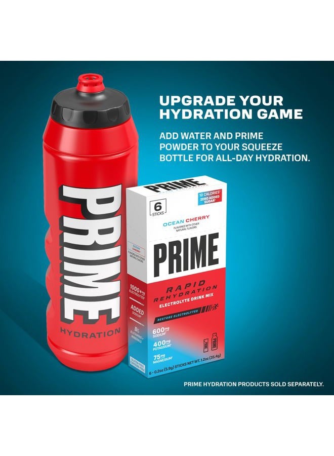 Prime Hydration PRIME 32 oz Red Squeeze Sports Water Bottle, BPA Free, Dishwasher Safe, Easy-Grip Ergonomic Leakproof Design, Fast Hydration for Gym, Cycling, Running - Image 3
