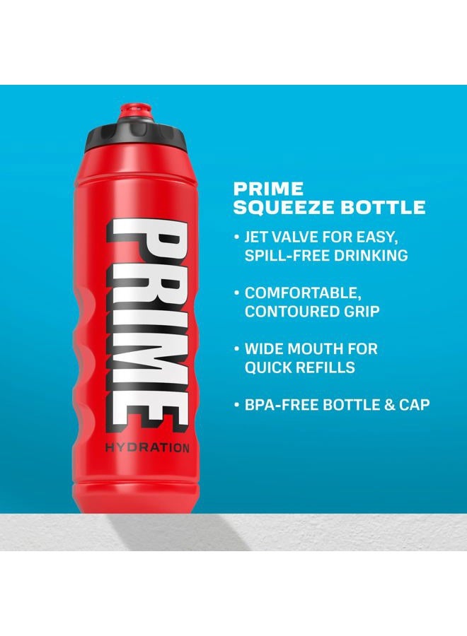 Prime Hydration PRIME 32 oz Red Squeeze Sports Water Bottle, BPA Free, Dishwasher Safe, Easy-Grip Ergonomic Leakproof Design, Fast Hydration for Gym, Cycling, Running - Image 2