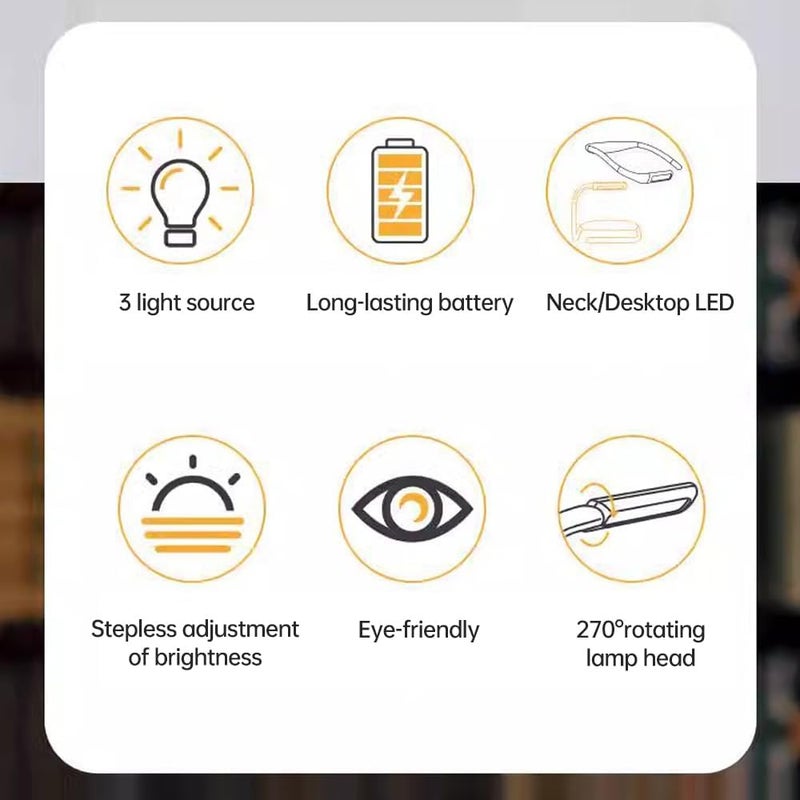 Neck Reading Light Rechargeable, 3 Color Adjustable Brightness, Eye - Friendly LED Book Light - Bendable Arms, Long Battery Life, Suitable for Night Reading and Outdoor Use (White) - Image 4