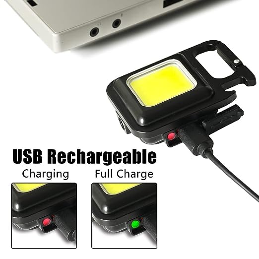 TECH LOGO ELECTRONICS TECH LOGO ELECTRONICS Rechargeable COB Keychain Work Light with 3 Lighting Modes Magnetic Base Keyring LED Torch Keychain Flashlights Mini Work Light for Workshop Repairing Emergency  - Image 3