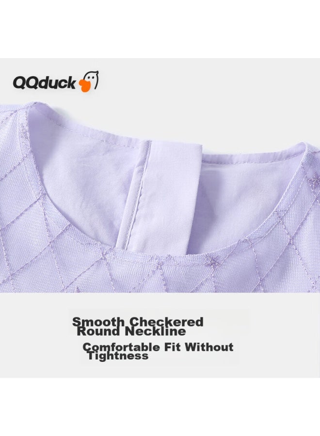 Qq Duck Girls' Dress, Children's Summer Dress, Youth Princess Tulle Skirt, Star Pattern Dress, Purple; 140 - Image 5