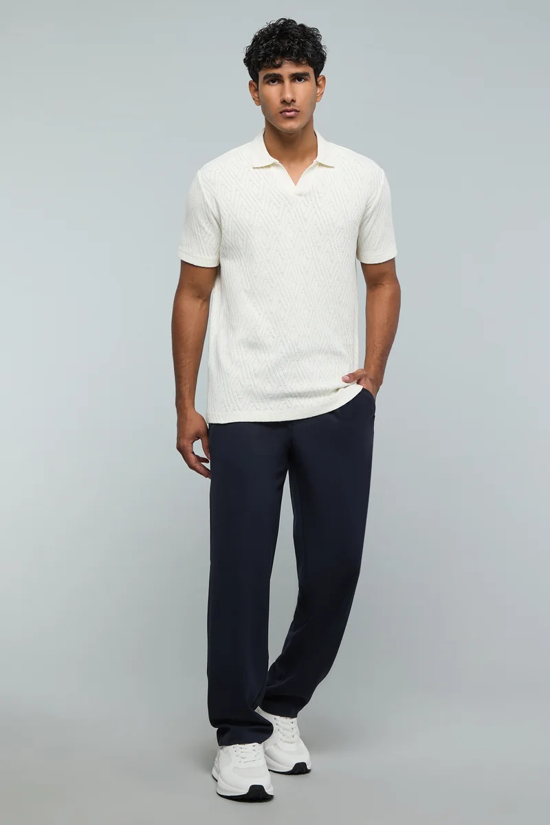 R&B Knitted Polo T-Shirt with Short Sleeves