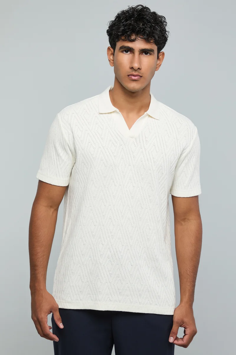 R&B Knitted Polo T-Shirt with Short Sleeves