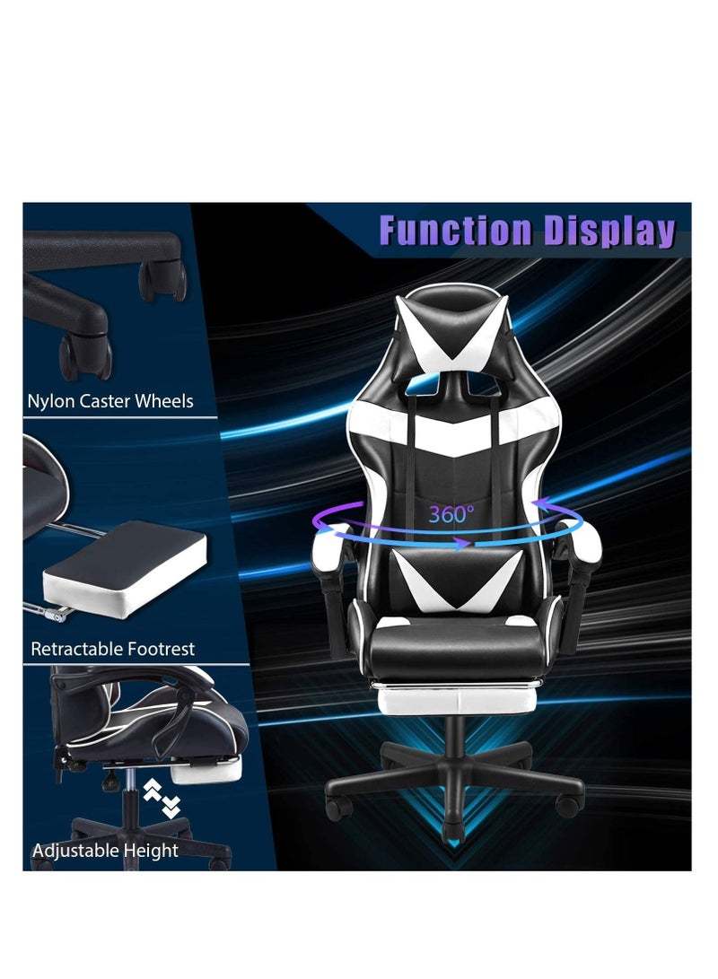 ZUIHAO Gaming Chair Computer with Footrest and Lumbar Support Height Adjustable with 360°-Swivel Seat and Headrest for Office or Gaming - Image 2