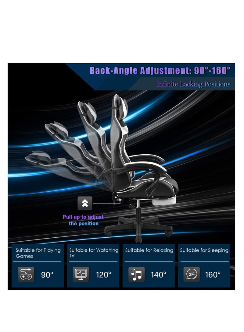 ZUIHAO Gaming Chair Computer with Footrest and Lumbar Support Height Adjustable with 360°-Swivel Seat and Headrest for Office or Gaming - Image 3