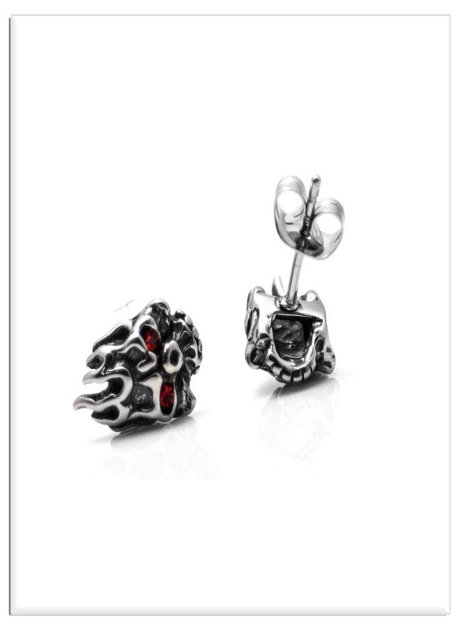 Xusamss Punk Body Piercing Earrings Titanium Steel Flame Skull Crystal Eye Stud Earrings - Image 5