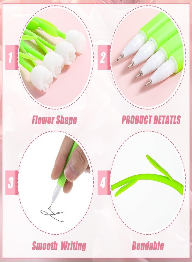 Lemecima 60 Pieces Color Changing Flower Ballpoint Pens End of Gifts Pens Bulk 0.5mm Tulip Rose Floral Gel Ink Rollerball Pen for Gifts Home Office - Image 3