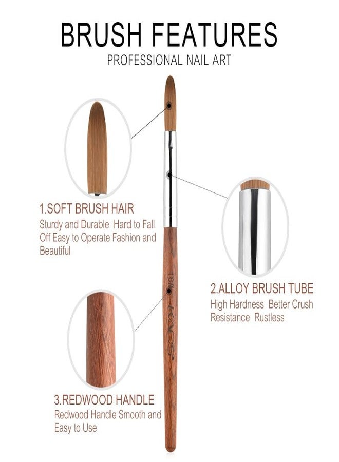 Rolabling Nail Brush Kolinsky Sable Acrylic Nail Art Brush Professional Red Wooden Nail Brush (16#) - Image 4