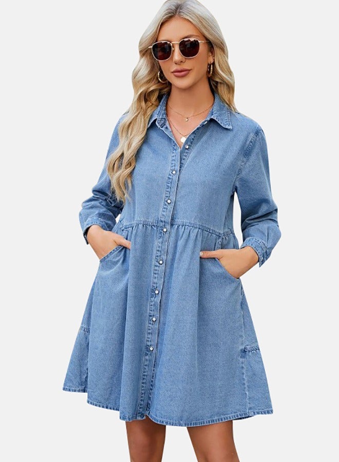 YUNIQEE Denim Babydoll Dress  - Image 1